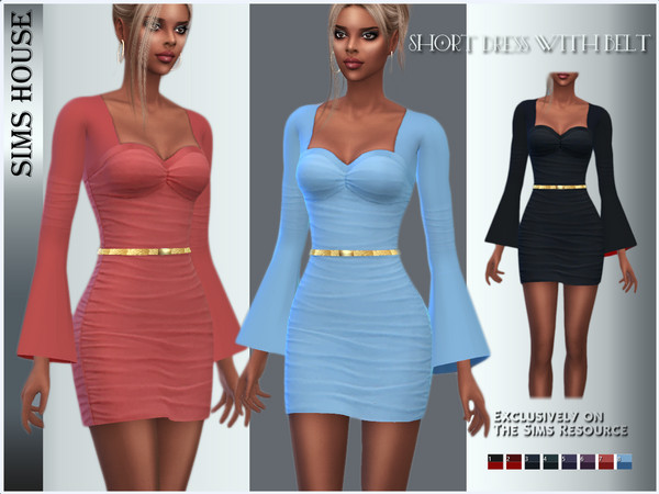 Sims 4 — SHORT DRESS WITH BELT by Sims_House — SHORT DRESS WITH BELT
