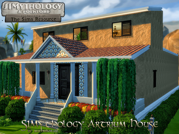 Sims 4 — SIMythology Atrium House by matomibotaki — Atrium House for your Sims. Spacious house over 2 floors, with porch,