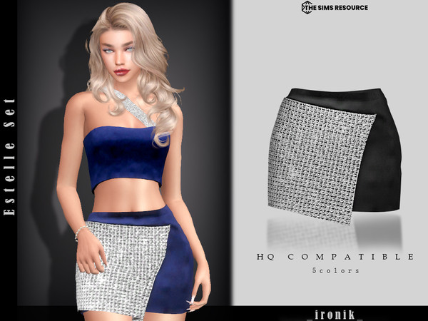 Sims 4 — Estelle Set - Skirt by _ironik_ — -5 Colors -HQ Compatible -New Mesh (All LODs) -All Texture Maps -Custom