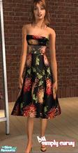 Sims 2 — Black Floral Dress by SIMplyCurvy — A flirty, strapless dress. You must download the mesh from SimChic: