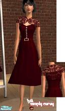 Sims 2 — Retro burgandy dress with lace shrug by SIMplyCurvy — I love this dress and it looks great in the game! The