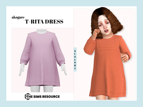 Sims 4 — T-Rita Dress by _Akogare_ — Akogare T-Rita Dress -8 Colors - New Mesh (All LODs) - All Texture Maps - HQ