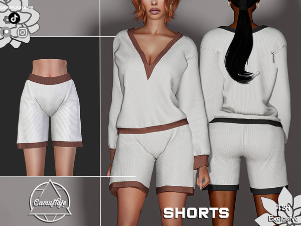 Sims 4 — SET 357 - Shorts by Camuflaje — Fashion fall trendy set that includes a sweater and shorts -Part of a set