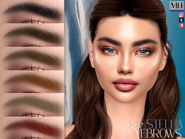Sims 4 — Stella Eyebrows N267 by MagicHand — Arched thick brows in 13 colors - HQ Compatible.