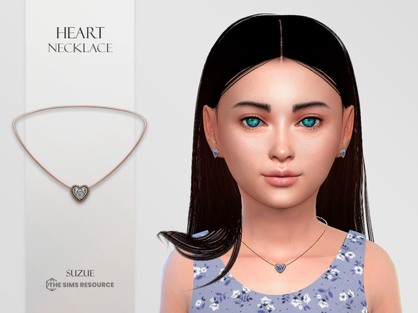 Sims 4 — Heart Necklace Child by Suzue — New Mesh (Suzue)