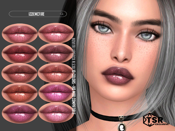 Sims 4 — Novita Lipstick N.530 by IzzieMcFire — Novita Lipstick N.530 contains 10 colors in hq texture. Standalone item