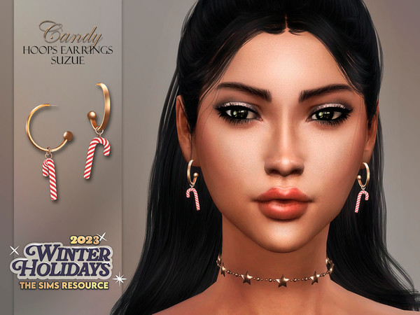 Sims 4 — Candy Hoops Earrings by Suzue — New Mesh (Suzue)