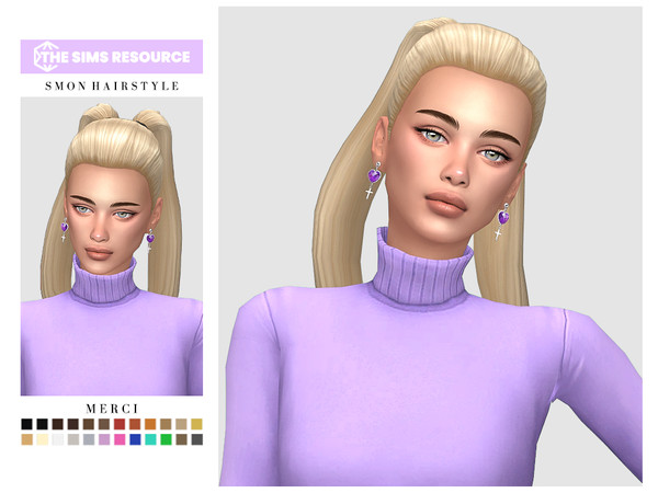 Sims 4 — Smon Hairstyle by -Merci- — New Maxis Match Hairstyle for Sims4. -24 EA Colours.