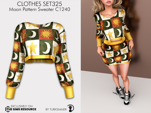 Sims 4 — Clothes SET325 - Moon Pattern Sweater C1240 by Daph's — 2 Swatches