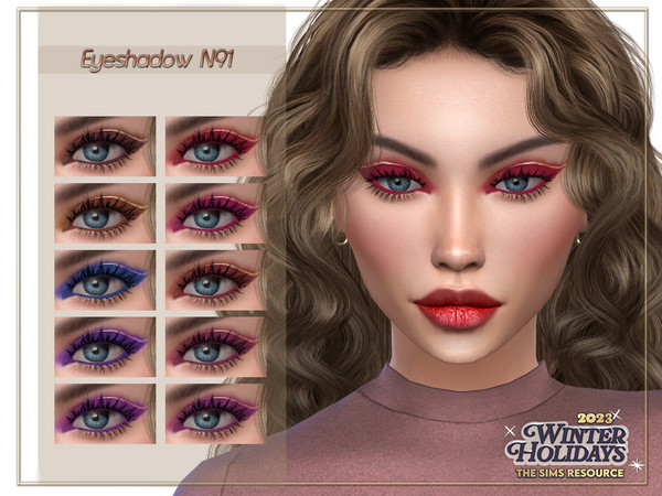 Sims 4 — WinterHolidays2023 Eyeshadow N91 by qLayla — Previews were made using HQ Mod