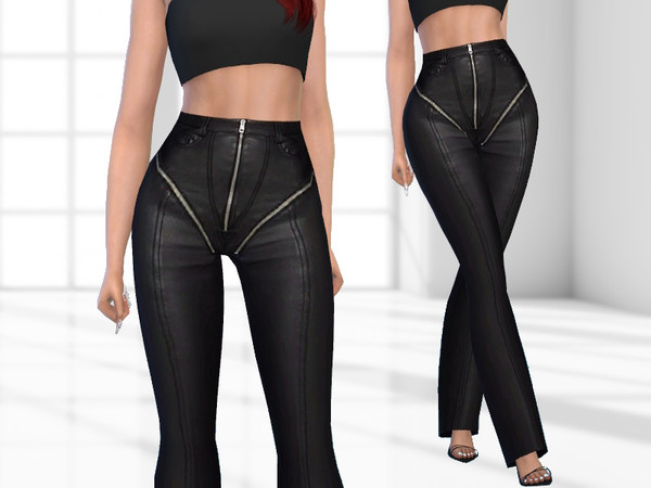 Sims 4 — Faux Leather Pants by Puresim — Faux Leather Pants for female sims