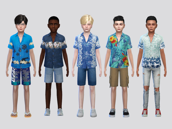 Sims 4 — Blue Tropics Shirt Boys (Jungle Adventure GP) by McLayneSims — TSR EXCLUSIVE