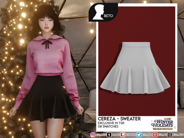 Sims 4 — Cereza (Skirt) by Beto_ae0 — Cute winter outfit - 07 colors