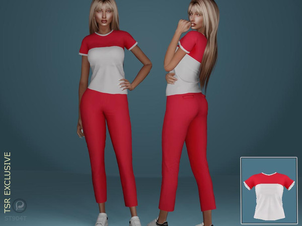 Sims 4 — Cotton tshirt by pizazz — Cotton tshirt. Casual for the day, great for working out, and the soft cotton allows