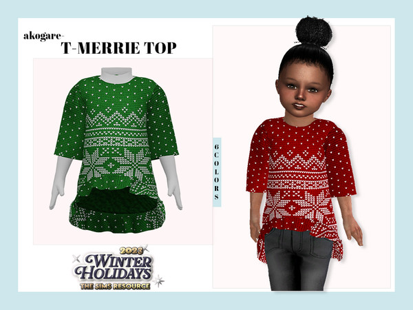 Sims 4 — T-Merrie Top by _Akogare_ — Akogare T-Merrie Top -6 Colors - New Mesh (All LODs) - All Texture Maps - HQ