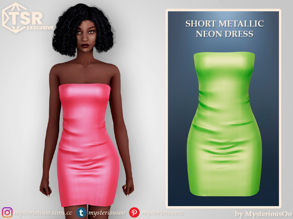 Sims 4 — Short metallic neon dress by MysteriousOo — Short metallic neon dress in 9 colors