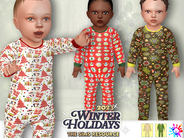Sims 4 — Christmas Onesie by Pelineldis — Five cute onesies (or pajamas) with Christmas related prints for infants boys