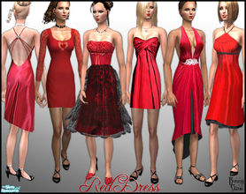 Sims 2 — Red Dress by BunnyTSR — A set of six glamorous and festive red cocktail dresses in a range of styles,