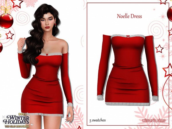 Sims 4 — Noelle Dress by WisteriaSims — - FOR WOMAN - NEW MESH - TEEN TO ELDER - Clothing Body Category