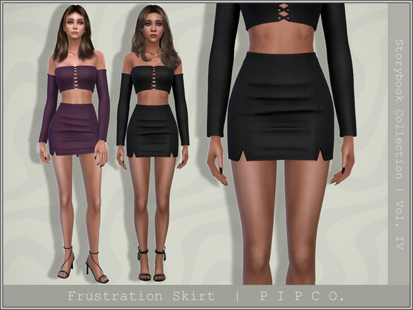 Sims 4 — Frustration Skirt. by Pipco — A mini skirt in 23 colors. Base Game Compatible