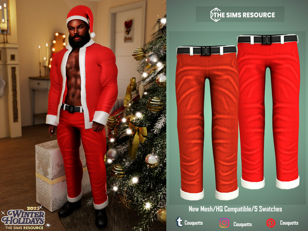 Sims 4 — Santa Pants by couquett — chritmas pants for your malesims I hope That You like it - 5 swatches
