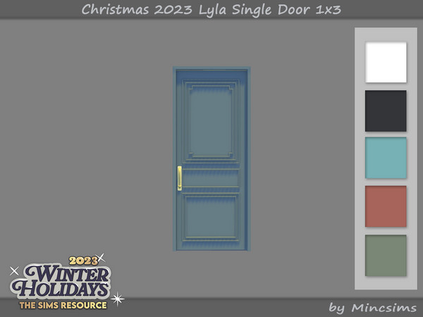 Sims 4 — Christmas 2023 Lyla Single Door 1x3 by Mincsims — The set consists of a version with and without a wreath.