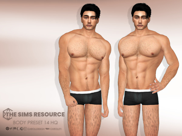 Sims 4 — Body Preset 14 HQ by Caroll912 — A medium-sized, fit body preset with flatter bottom for male Sims. Preset is
