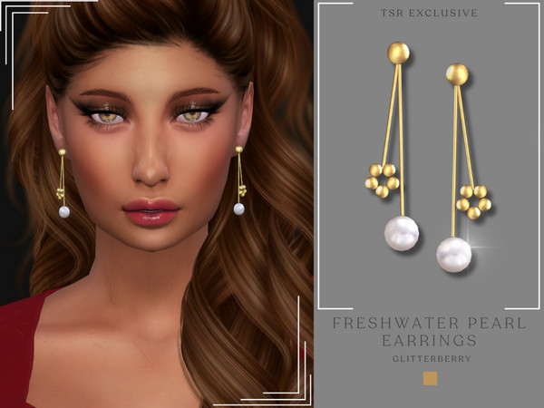 Sims 4 — Freshwater Pearl Earrings by Glitterberryfly — A gorgeous gold earring with freshwater pearls