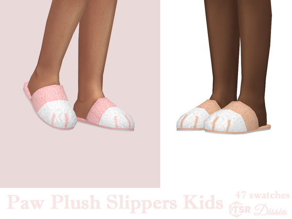 Sims 4 — Paw Plush Slippers Kids by Dissia — Plush slippers looking like animal paw for kids