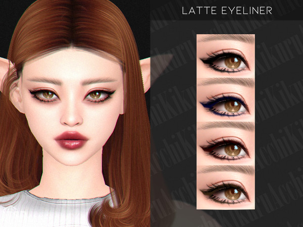 Sims 4 — Latte Eyeliner by Kikuruacchi — - It is suitable for Female and Male. ( Teen to Elder ) - 4 swatches - HQ