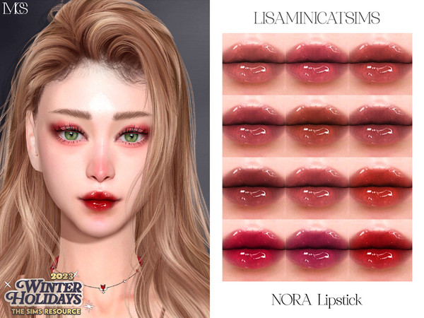 Sims 4 — Nora Lipstick by Lisaminicatsims — -Lipstick category -HQ comatble -12 swatches -All Skin