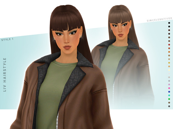 Sims 4 — Liv Hairstyle - Style 1 by simcelebrity00 — A long straight bangs hairstyle that comes in the 24 EA hair colors,