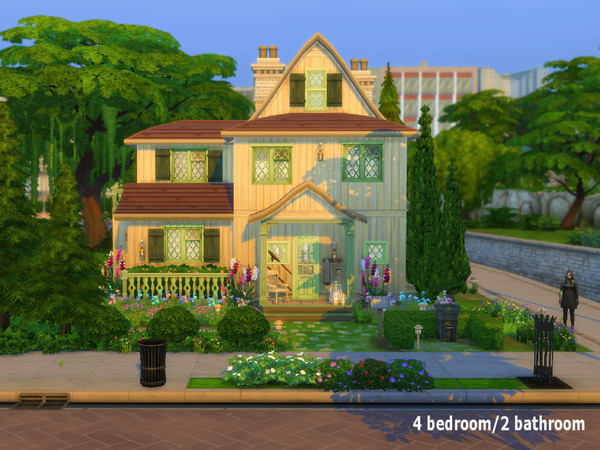 Sims 4 — The green shutters no cc by sgK452 — Spacious family home for the whole family. Can accommodate: 1 couple, 2