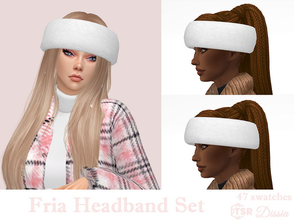 Sims 4 — Fria Headbands Set by Dissia — Fur headbands in many colors
