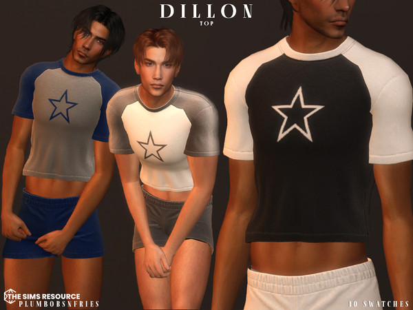 Sims 4 — DILLION top by ali1 — Crop Star Graphic Top New Mesh