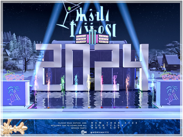 Sims 4 — New Year 2024 Nightclub by Moniamay72 — I present very stylish blue New Year 2024 Nightclub. Enjoy! Happy New