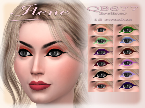 Sims 4 — ILENE_E QB677 Eyeliner by ILENE_E — -HQ Texture - Teen to elder female - 12 Swatches. - Custom thumbnail