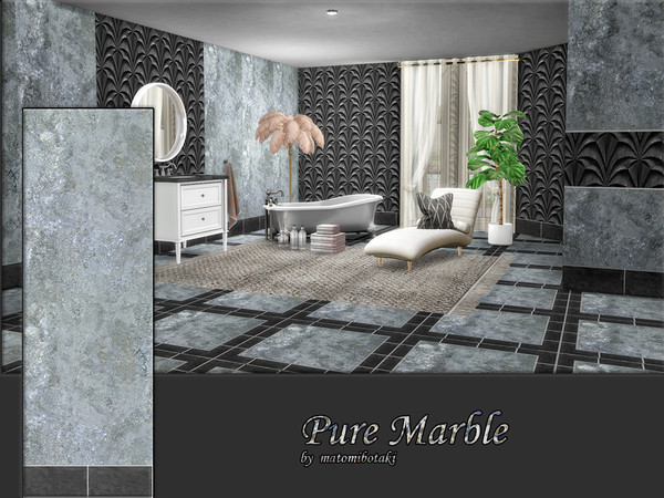 Sims 4 — Pure Marble.package by matomibotaki — Elegant marble tiles for sophisticated wall coverings. The set consists of