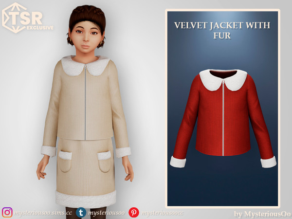 Sims 4 — Velvet jacket with fur by MysteriousOo — Velvet jacket with fur in 9 colors for kids