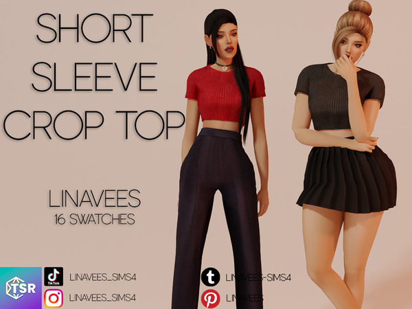 Sims 4 — ELLA - CROP TOP by linavees — New Mesh