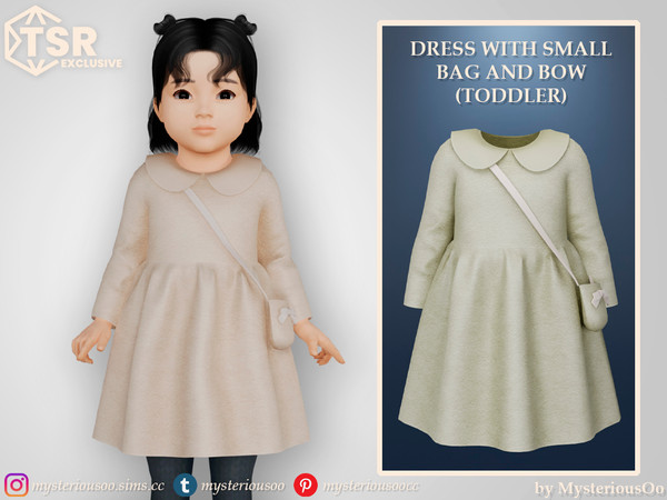 Sims 4 — Dress with small bag and bow Toddler by MysteriousOo — Dress with small bag and bow in 9 colors for toddlers
