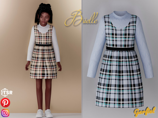Sims 4 — Brielle - Cute Plaid dress by Garfiel — Cute female child dress outfit