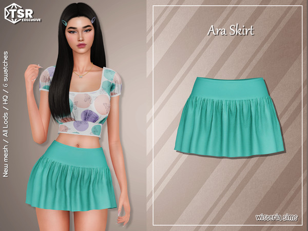 Sims 4 — Ara Skirt by WisteriaSims — - FOR WOMAN - NEW MESH - TEEN TO ELDER - Clothing Bottom Category