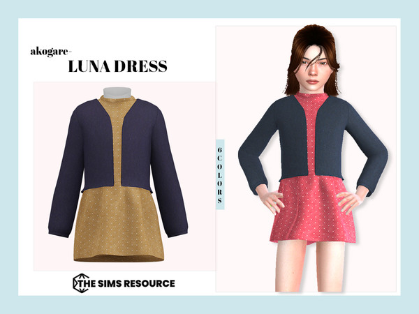 Sims 4 — Luna Dress by _Akogare_ — Akogare Luna Dress -6 Colors - New Mesh (All LODs) - All Texture Maps - HQ Compatible