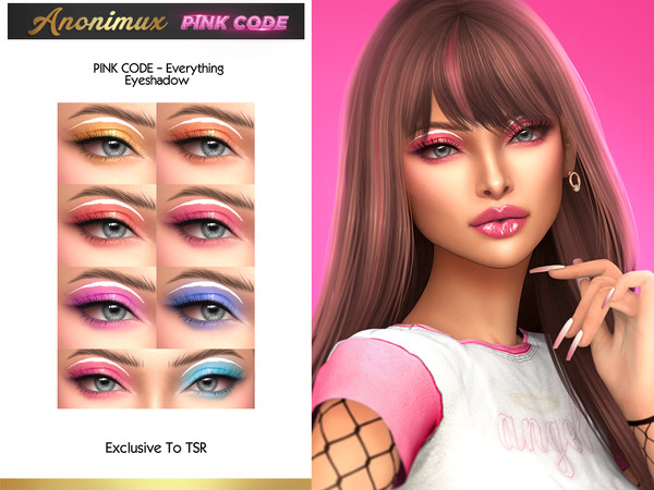 Sims 4 — PINK CODE - Everything Eyeshadow by Anonimux_Simmer — - 7 Swatches