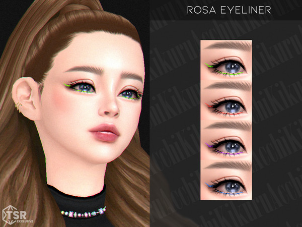 Sims 4 — Rosa Eyeliner by Kikuruacchi — - It is suitable for Female and Male. ( Teen to Elder ) - 4 swatches - HQ