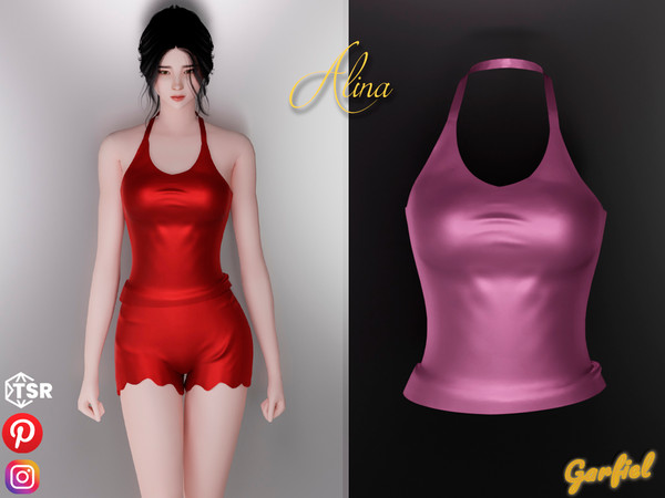 Sims 4 — Alina - Cute silk top by Garfiel — Cute female silk top with folds
