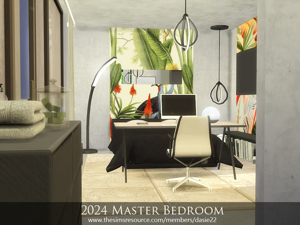 Sims 4 — 2024 Master Bedroom by dasie22 — 2024 Master Bedroom is a modern, elegant room with a bathroom. The pictures