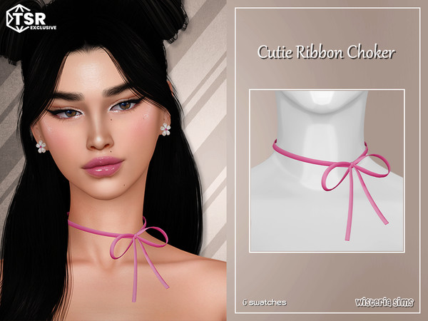 Sims 4 — Cutie Ribbon Choker by WisteriaSims — - FOR WOMAN - NEW MESH - TEEN TO ELDER - Necklace Category