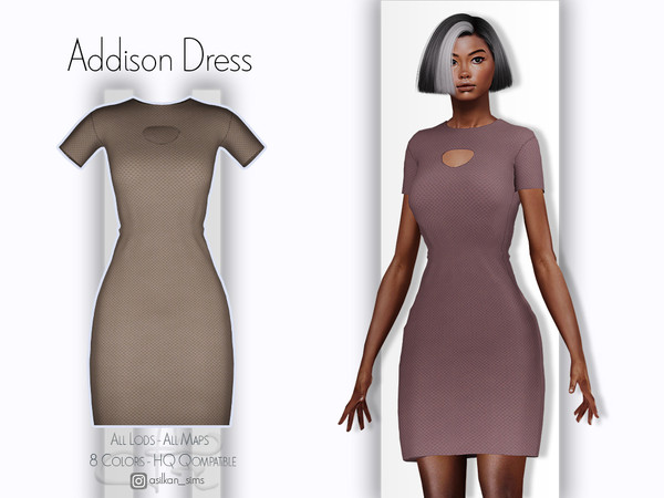 Sims 4 — Addison Dress - ACN 368 by Asilkan — - 8 Colors